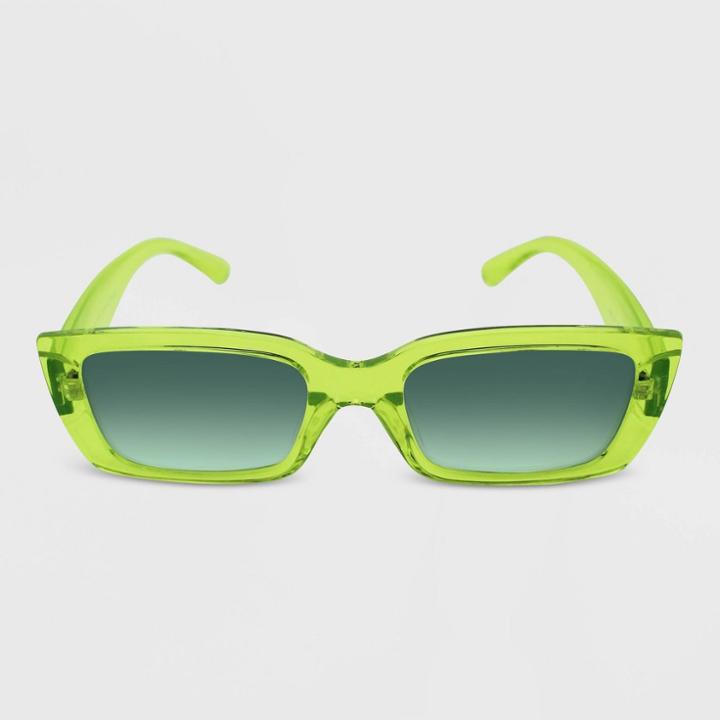 Women's Crystal Slim Rectangle Sunglasses - Wild Fable Green