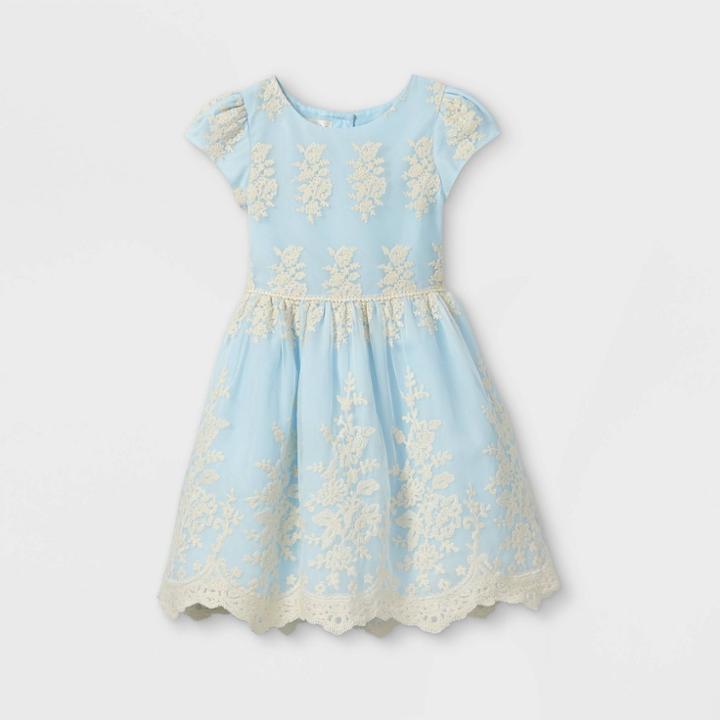 Mia & Mimi Girls' Embroidered Dress - Blue