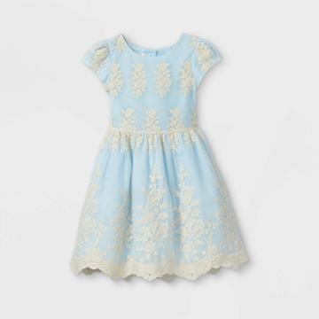 Mia & Mimi Girls' Embroidered Dress - Blue