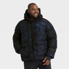 Men's Big & Tall Short Puffer Jacket - All In Motion Black Print