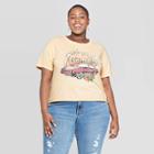 Women's Plus Size Short Sleeve Camaro Cropped Graphic T-shirt - Mighty Fine (juniors') - Cream Wash