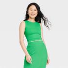 Women's Slim Fit Seamless Ribbed Tank Top - A New Day Green
