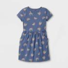 Girls' Printed Short Sleeve Knit Dress - Cat & Jack Dark Blue