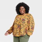 Women's Plus Size Bishop Long Sleeve Blouse - Knox Rose Yellow Floral