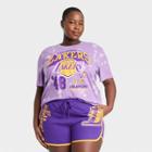Women's Plus Size La Lakers Nba Cropped Short Sleeve Graphic T-shirt - Purple