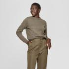 Women's Long Sleeve Popcorn Stitch Crew - Who What Wear Olive (green)