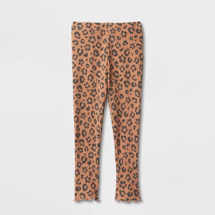 Toddler Girls' Animal Print Cozy Ribbed Leggings - Cat & Jack Brown