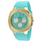 Tko Orlogi Women's Tko Multiple Function Rubber Strap Watch - Turquoise, Gold/turquoise
