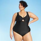 Kona Sol Women's Plus Size Twist-front Cut Out One Piece Swimsuit - Kona