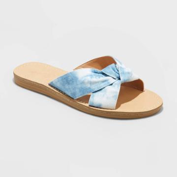 Women's Melody Wide Width Knotted Slide Sandals - Universal Thread Blue