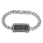 Crucible Men's High Polish Stainless Steel Antique Curb Link Id Bracelet,