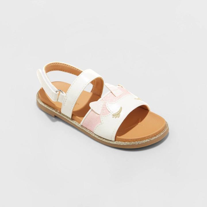 Toddler Girls' Dolores Buckle Footbed Sandals - Cat & Jack White