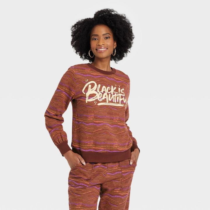 No Brand Black History Month Women's My Black Is Beautiful Graphic Sweatshirt - Brown