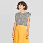 Women's Polka Dot Rolled Cuff Sleeveless Crewneck Blouse - Who What Wear White