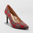 Women's Gemma Wide Width Plaid Pointed Toe Heeled Pumps - A New Day Red Plaid