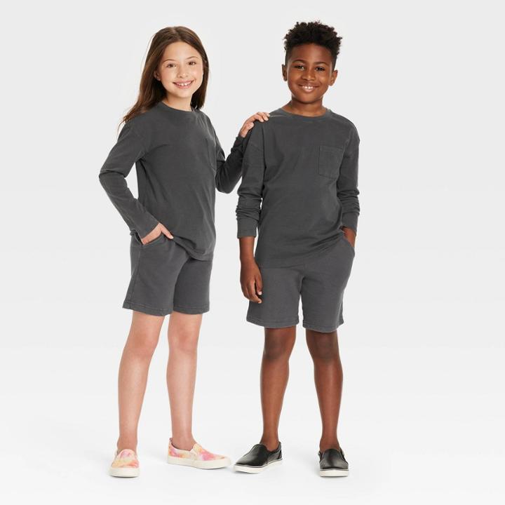Kids' Long Sleeve T-shirt - Cat & Jack Charcoal Gray