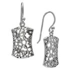 Distributed By Target Women's Oxidized Filigree Flower Rectangle Earrings In Sterling Silver - Gray