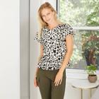 Women's Leopard Print Flutter Short Sleeve Blouse - Who What Wear Gray