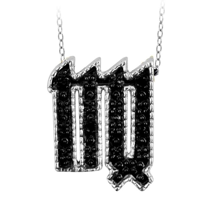 Distributed By Target Women's Accent Round-cut Black Diamond Pave Set Virgo Zodiac Pendant - White
