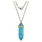 Prime Art & Jewel 18k Gold Over Fine Silver Plated Bronze Genuine Dyed Turquoise Chakra Point Necklace - 24 + 2 Extender, Girl's
