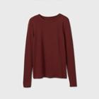 Women's Long Sleeve Fitted T-shirt - A New Day Burgundy