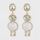 Three Circular Stones And One Square Earrings - A New Day Gold