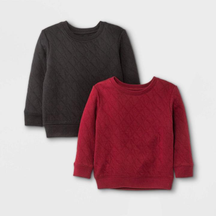 Toddler Boys' 2pk Quilted Fleece Pullover Sweatshirt - Cat & Jack Maroon/gray