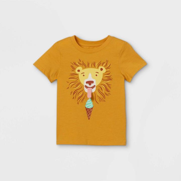 Toddler Boys' Lion Ice Cream Interactive Short Sleeve T-shirt - Cat & Jack Yellow