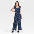 Women's Printed Ruffle Short Sleeve Jumpsuit - Who What Wear Blue