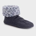 Muk Luks Women's Sherpa Cuff Booties With Grippers - Navy
