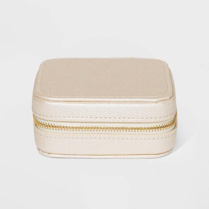 Small Faux Leather Zippered Travel Case Storage - A New Day Cream, Adult Unisex, Ivory