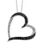 Distributed By Target 1/10 Ct. T.w. Round-cut Black And White Diamond Pave Set Heart Pendant - White