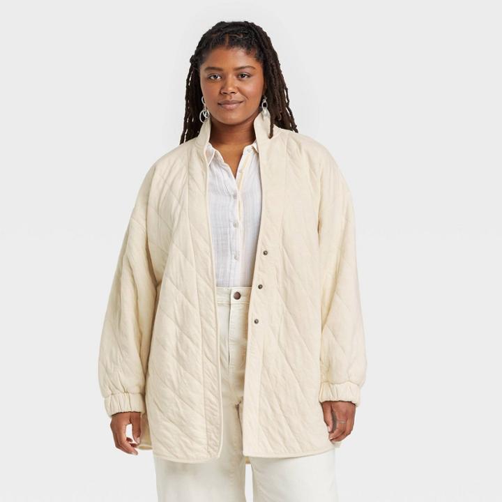 Women's Plus Size Quilted Jacket - Universal Thread White