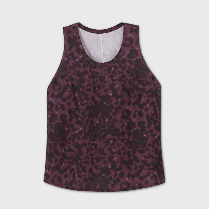 Women's Plus Size Leopard Print Active Graphic Tank Top - All In Motion Mulberry