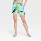 Women's Floral Print Simply Cool Pajama Shorts - Stars Above Aqua Blue