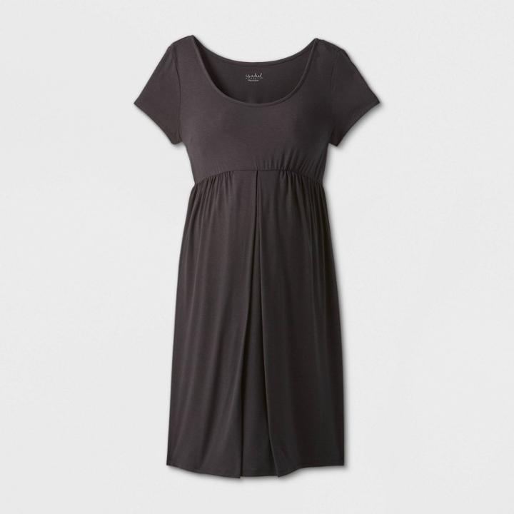 Maternity Short Sleeve A-line T-shirt Dress - Isabel Maternity By Ingrid & Isabel Black