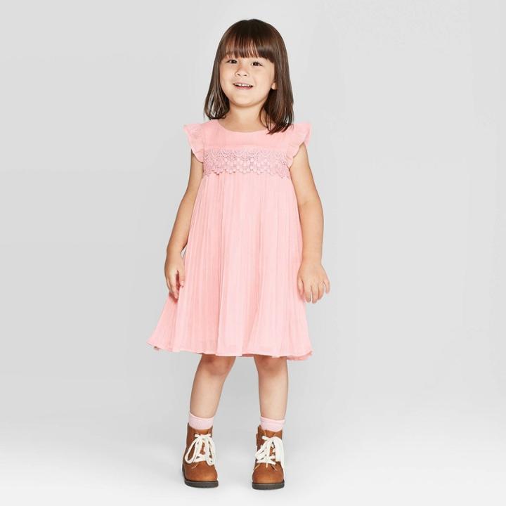 Oshkosh B'gosh Toddler Girls' Pleated Dress - Pink 12m, Toddler Girl's