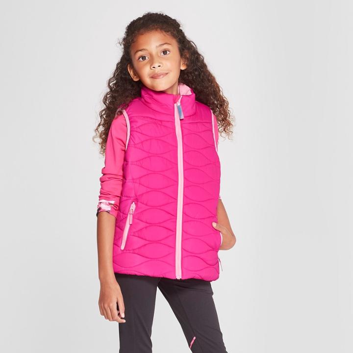 Girls' Solid Puffer Vest - C9 Champion Pink