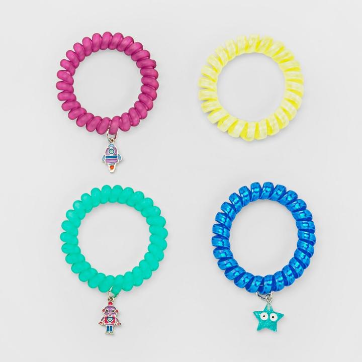 Girls' 4pk Coil Bracelet Set - Cat & Jack One Size,