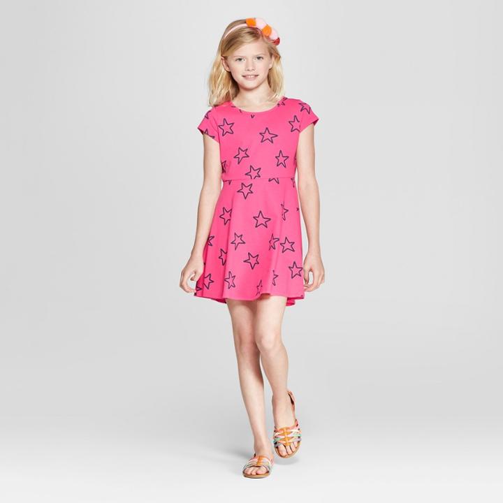 Girls' Short Sleeve Stars Dress - Cat & Jack Pink