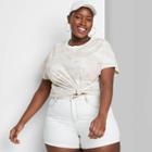 Women's Plus Size Short Sleeve Shrunken Boxy T-shirt - Wild Fable White Camo