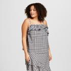 Women's Plus Size Gingham Ruffle Cami - A New Day Black