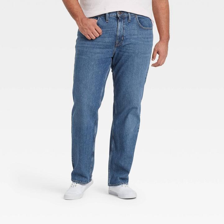Men's Big & Tall Straight Fit Jeans - Goodfellow & Co Medium Vintage Denim Wash 44x30, Medium Vintage Blue Blue