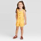 Toddler Girls' Floral Romper - Cat & Jack Yellow 12m, Toddler Girl's