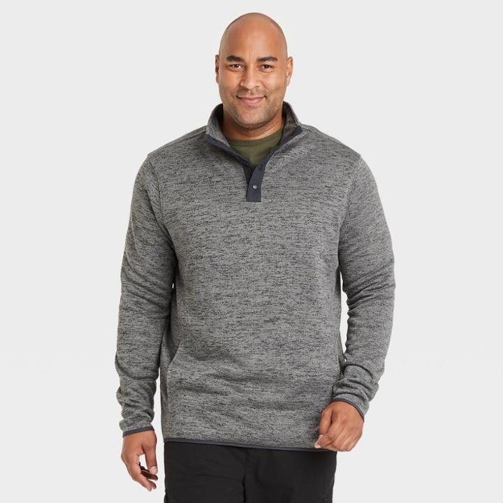 Men's Tall Standard Fit 1/4 Snap Sweatshirt - Goodfellow & Co Gray