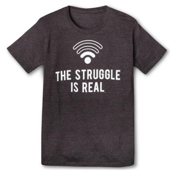 Mad Engine Men's Xl Wifi Struggle Is Real T-shirt Charcoal, Charcoal Heather