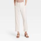 Women's High-rise Slim Fit Effortless Pintuck Ankle Pants - A New Day Off-white