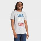 New World Sales Men's 'usa All Day' Short Sleeve Graphic T-shirt - Heather Gray