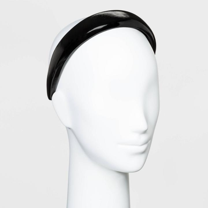 Puffy Plastic Headband With Solid Faux Leather Cover - Wild Fable Black