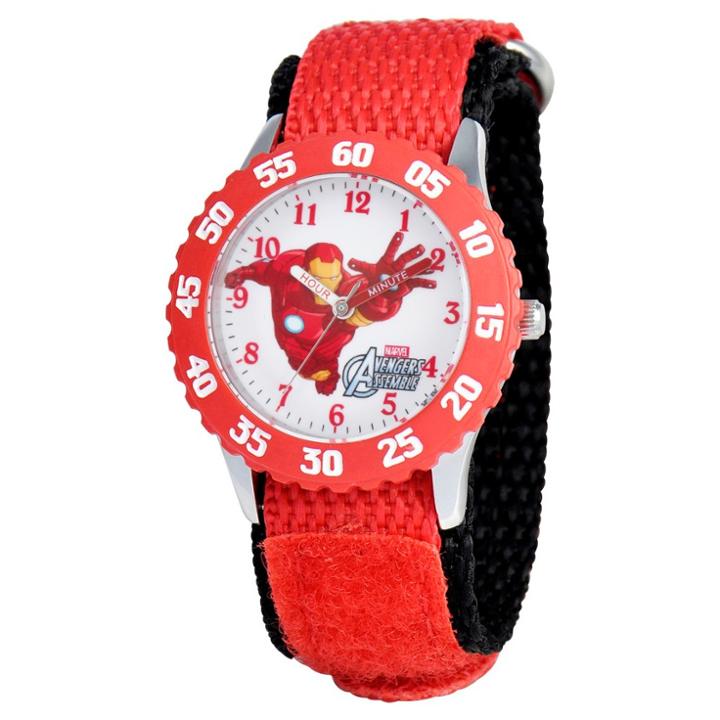 Disney Boys' Marvel Iron Man Stainless Steel Time Teacher Bezel Watch - Red